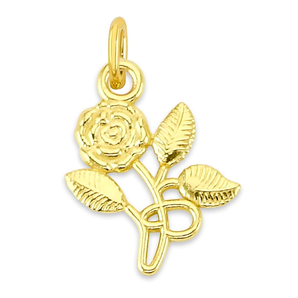 Solid 10k Gold Rose Charm with Clasp - Floral Jewelry Gifts for Bracelet